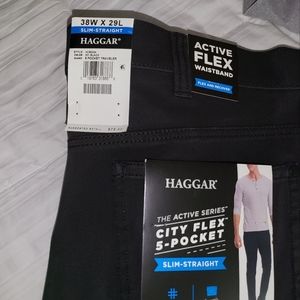 Haggar 5 pocket traveler paint in black 38w 29l